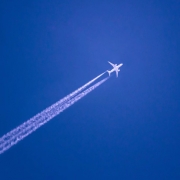 Airplane with jet trail